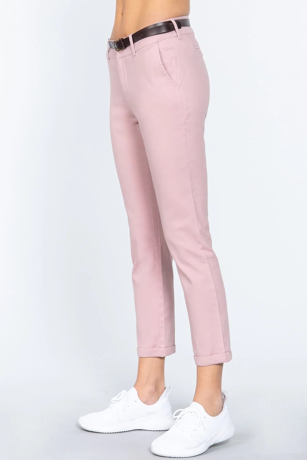 Cotton Pant With Faux Belt