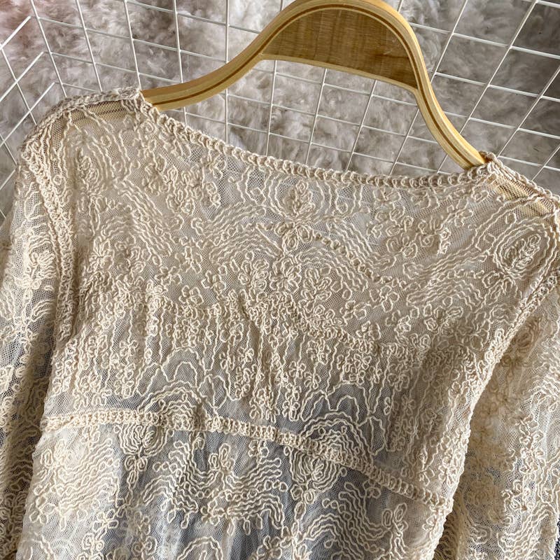 Crochet Lace Long Sleeve Cardigan