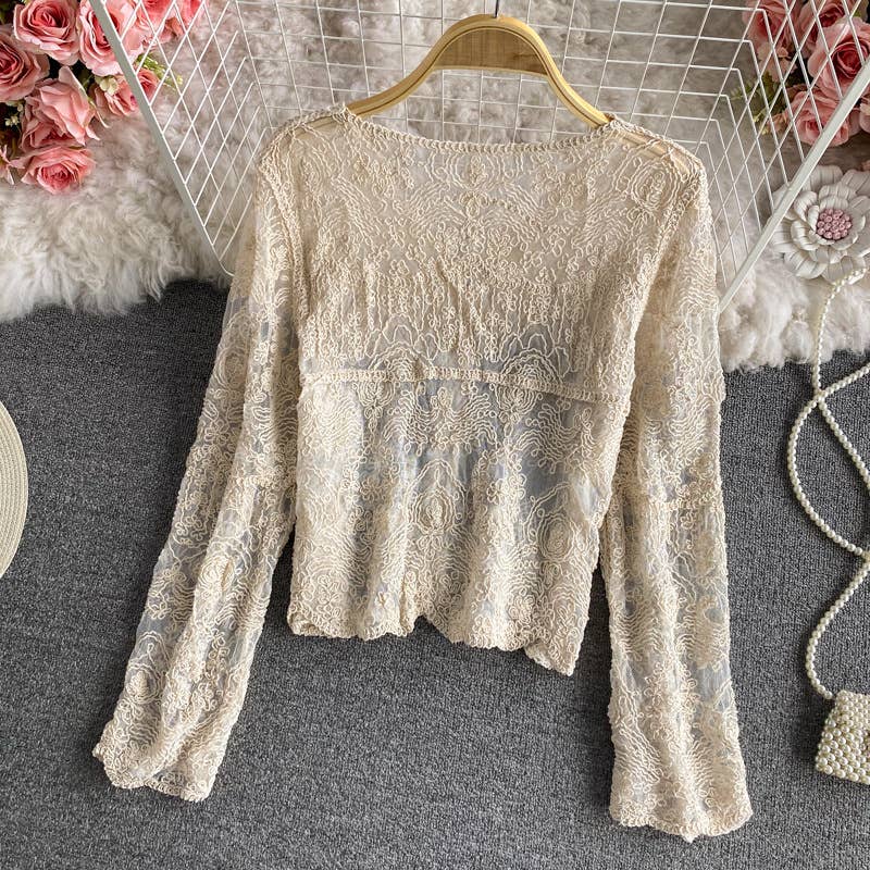 Crochet Lace Long Sleeve Cardigan