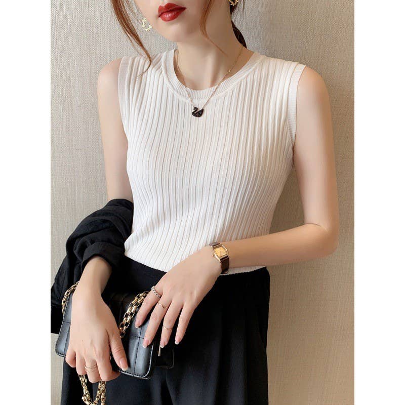 Slim Ice Silk Ribbed Knit Tank | SS26