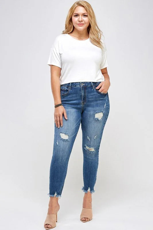 Curvy Distressed Skinny Jeans