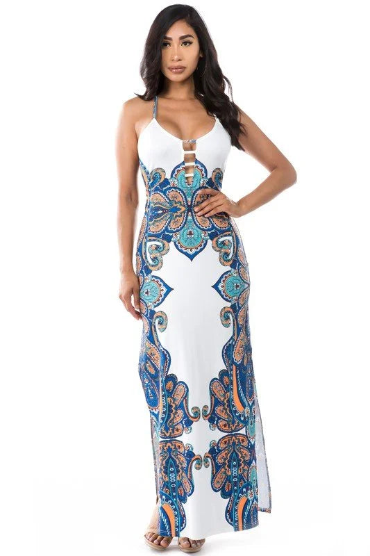 Multi Print Maxi Dress