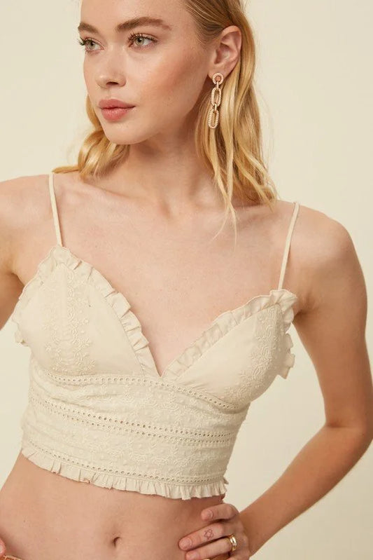 Embroidery Ruffle Bralette