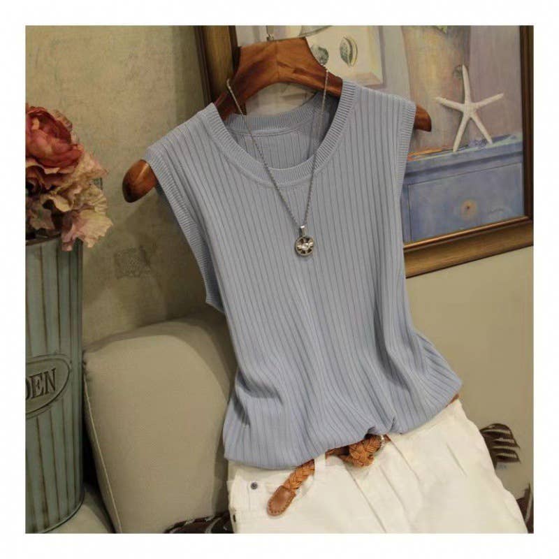 Slim Ice Silk Ribbed Knit Tank | SS26