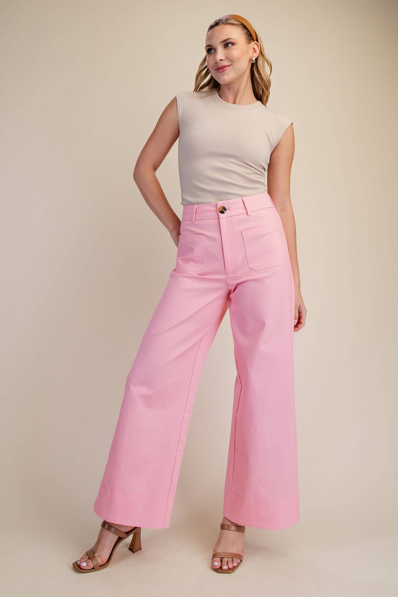 High Rise Front Pocket Wide Leg Jeans