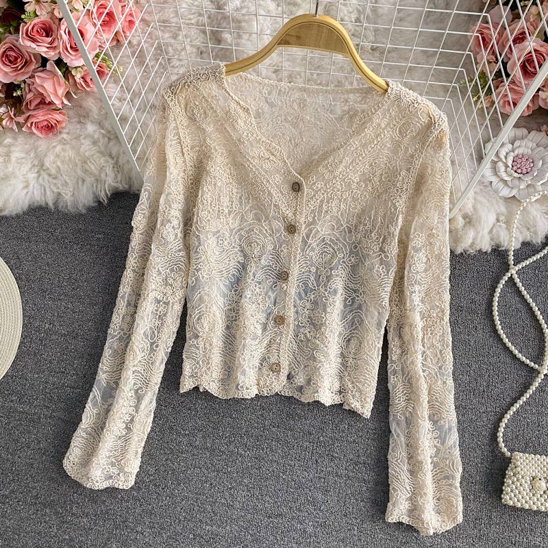 Crochet Lace Long Sleeve Cardigan