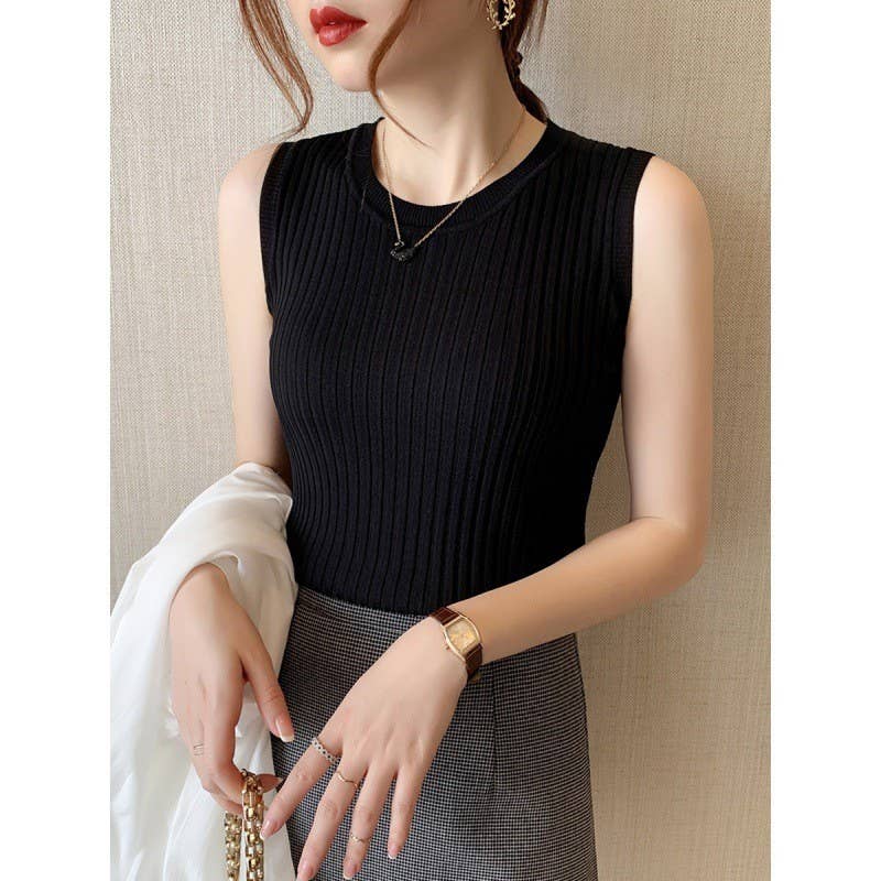 Slim Ice Silk Ribbed Knit Tank | SS26