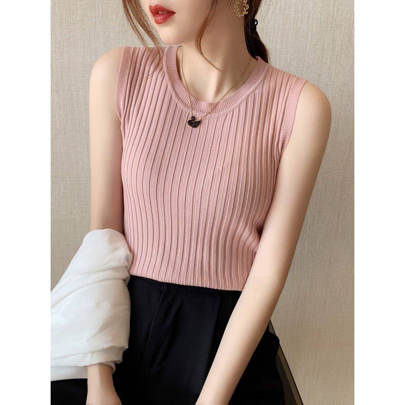 Slim Ice Silk Ribbed Knit Tank | SS26