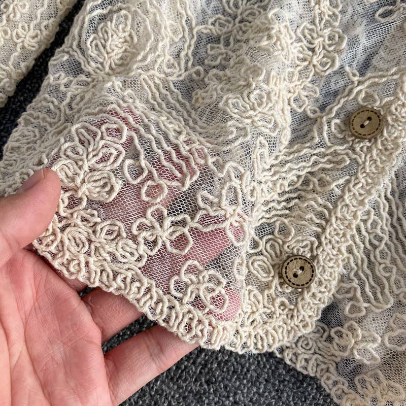 Crochet Lace Long Sleeve Cardigan