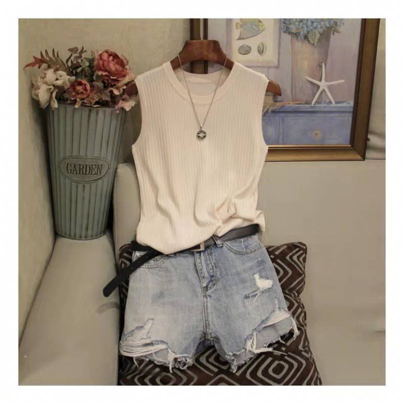 Slim Ice Silk Ribbed Knit Tank | SS26