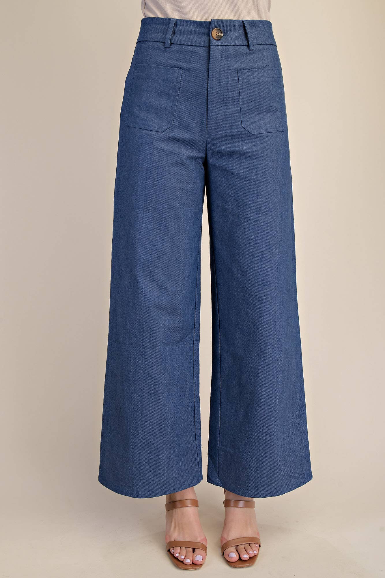 High Rise Front Pocket Wide Leg Jeans