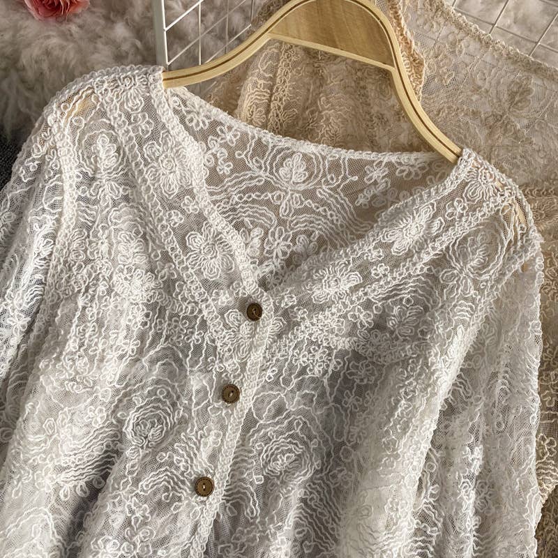 Crochet Lace Long Sleeve Cardigan