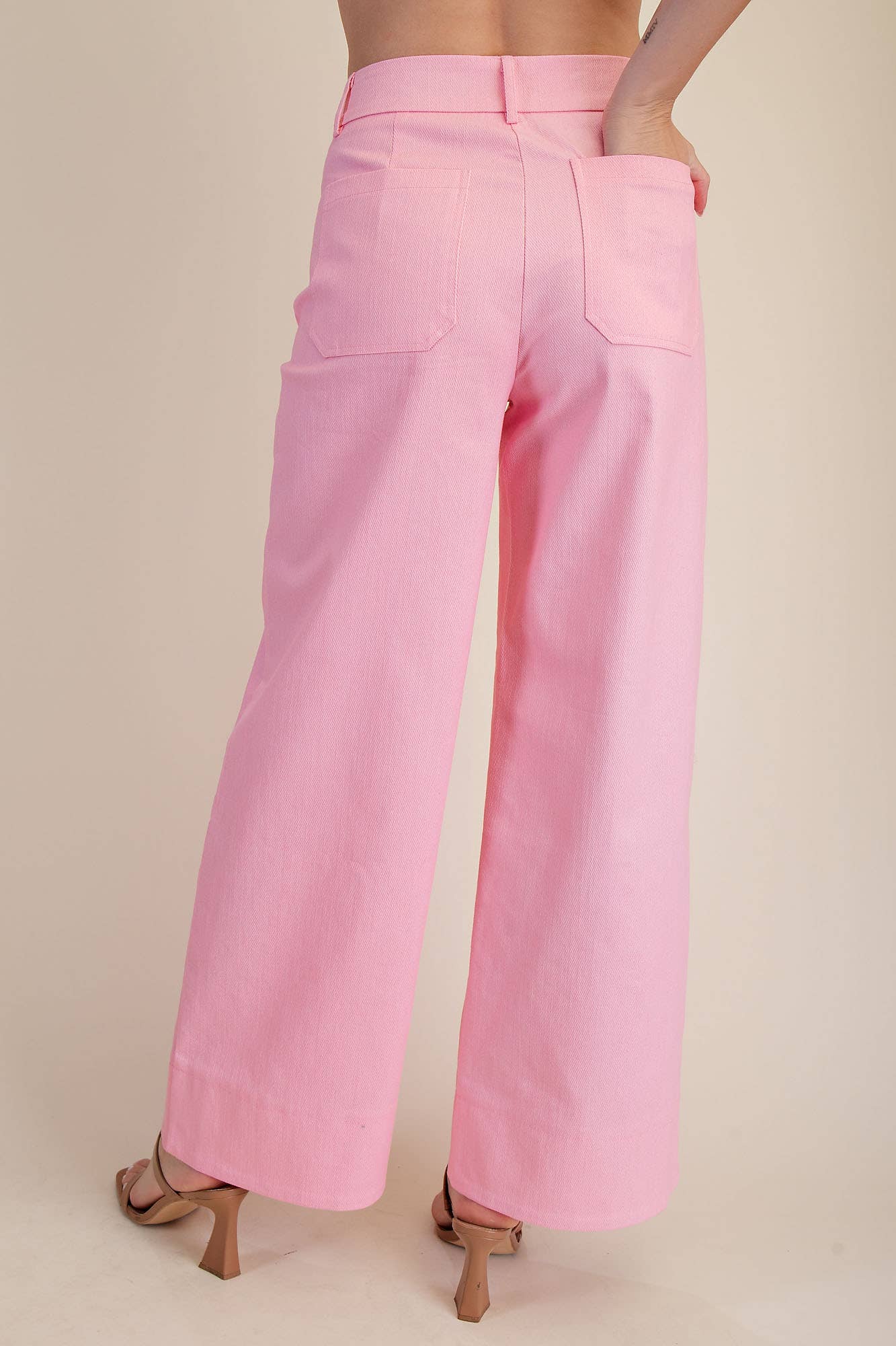 High Rise Front Pocket Wide Leg Jeans
