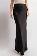 Elegant High-Waisted Fishtail Satin Skirt