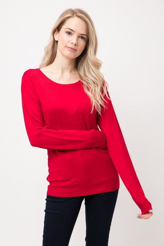 Simplicity Crew Neck Pullover Sweater - Soft Fine-Knit Essential