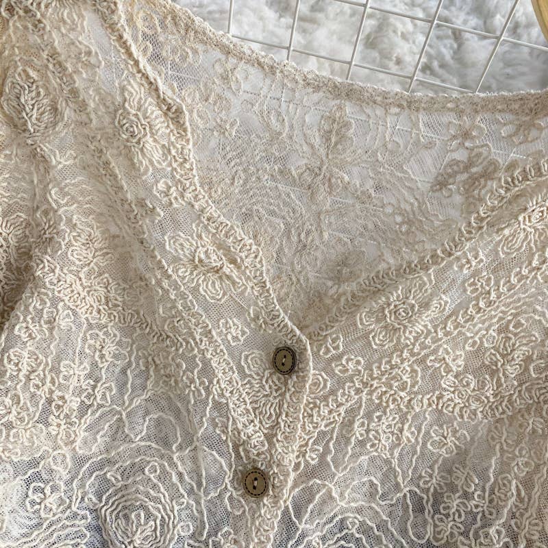 Crochet Lace Long Sleeve Cardigan