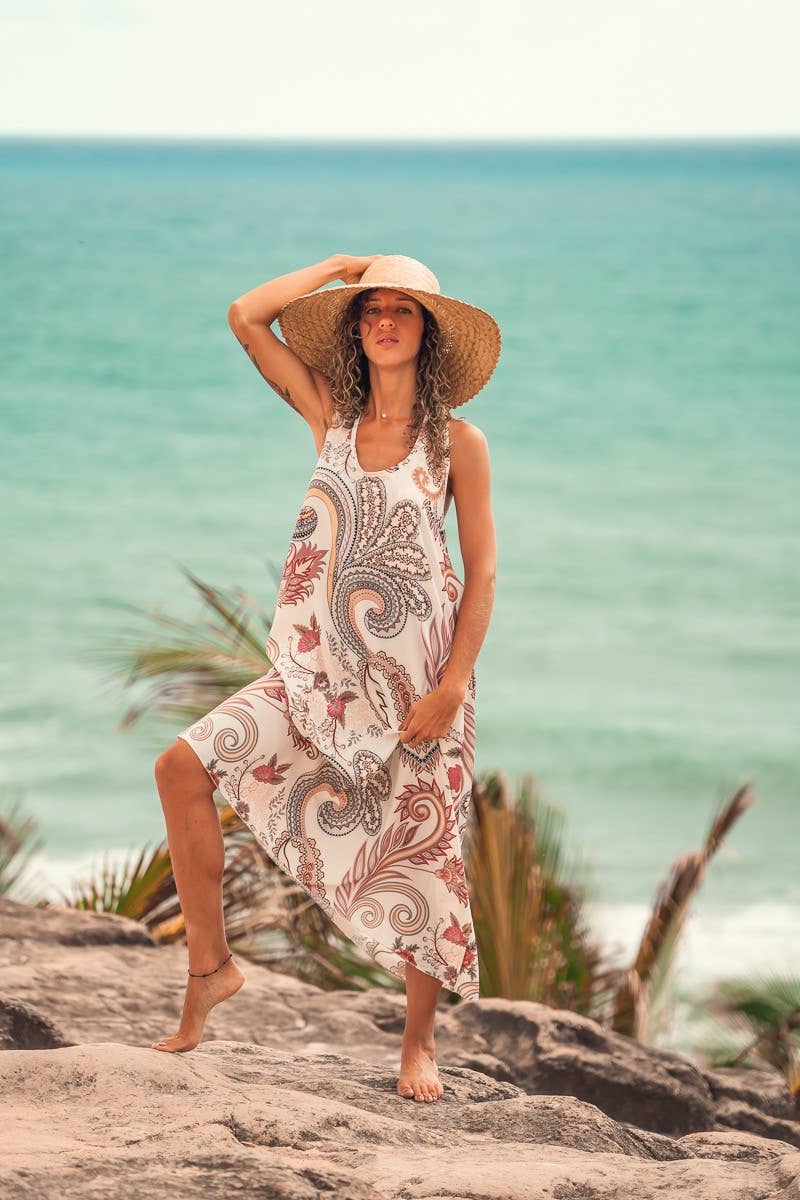 Maxi Halter Paisley Print Dress