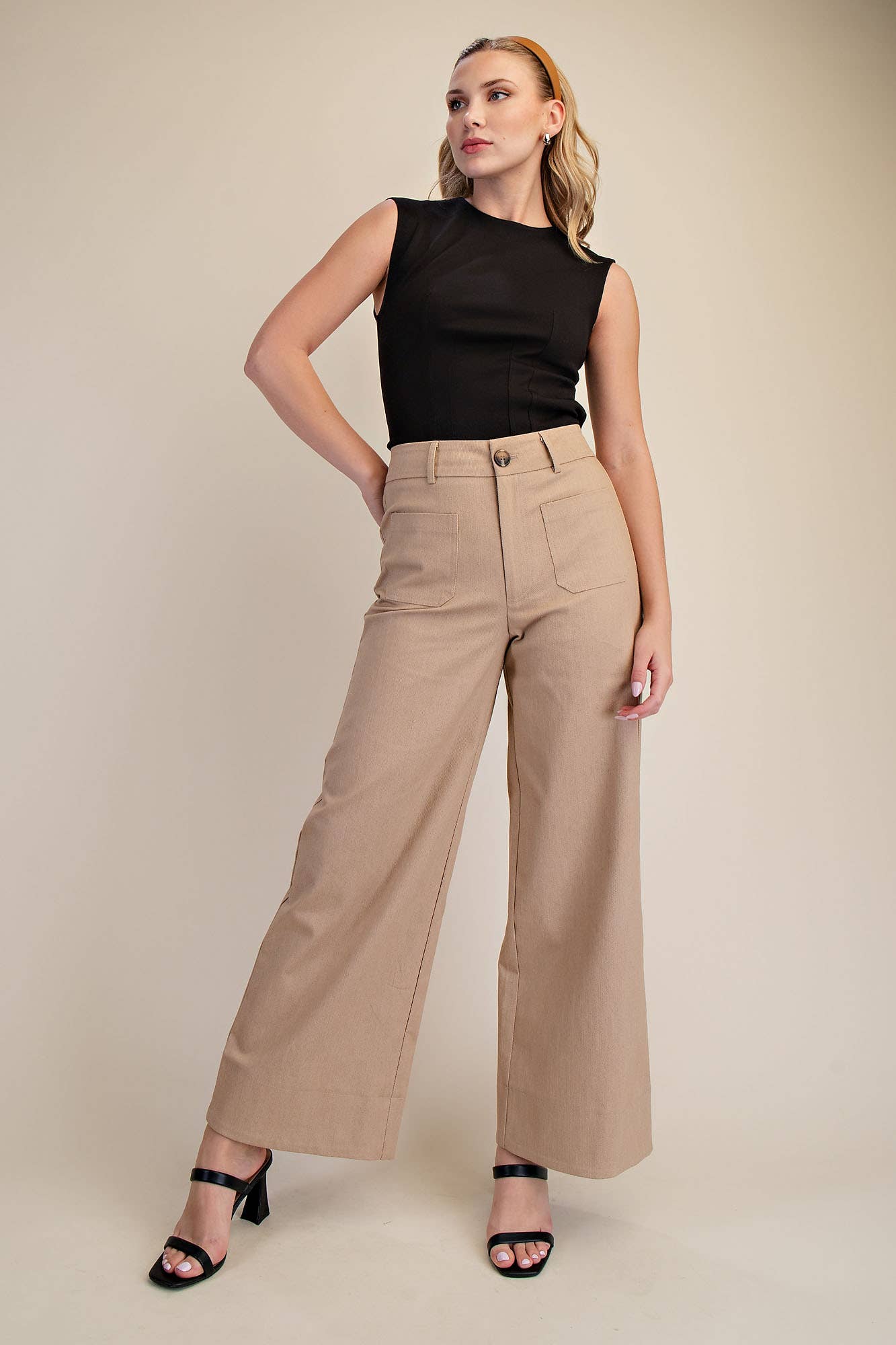 High Rise Front Pocket Wide Leg Jeans