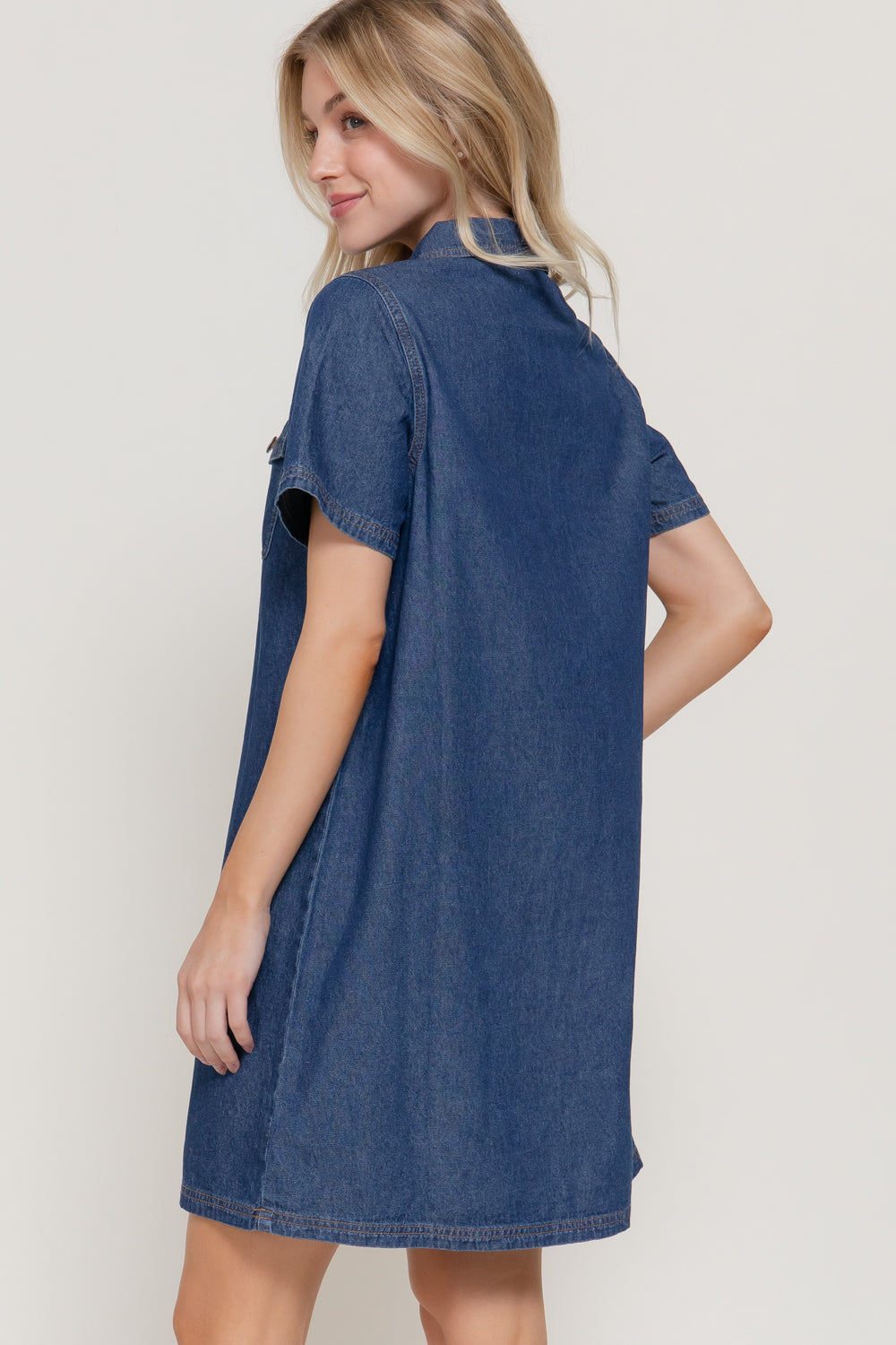 Short Sleeve Denim Shirt Dress