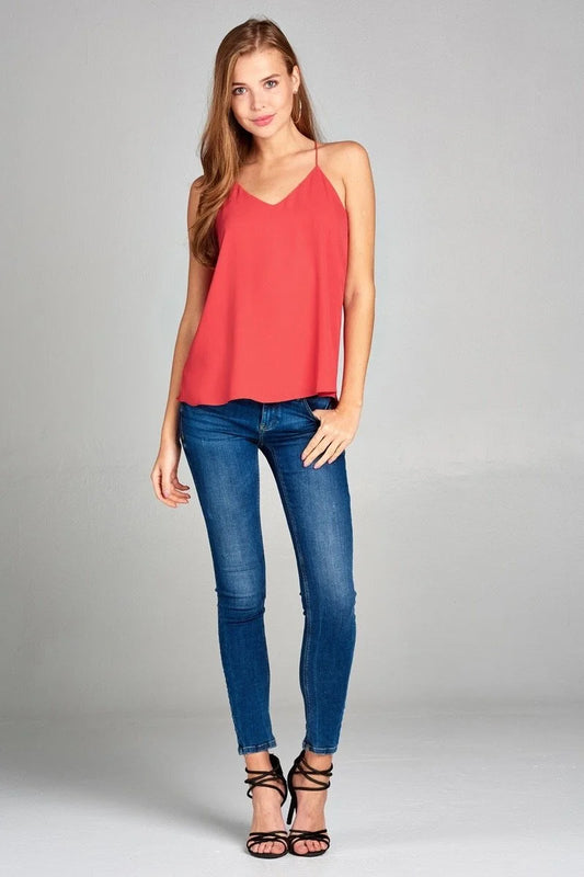 V Neckline Doby Tank Top