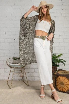 Leopard Print Chiffon Open Kimono