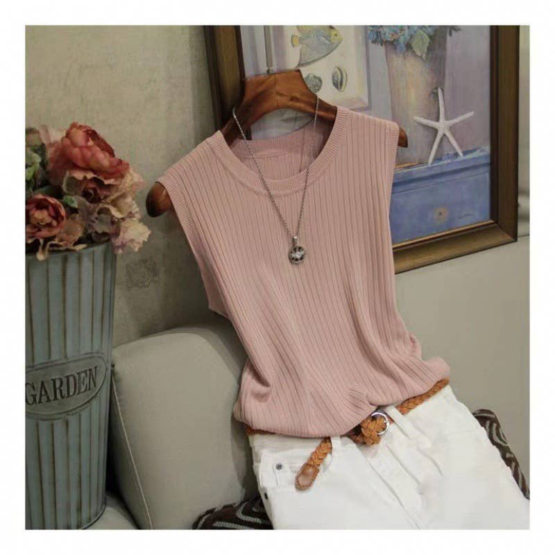 Slim Ice Silk Ribbed Knit Tank | SS26