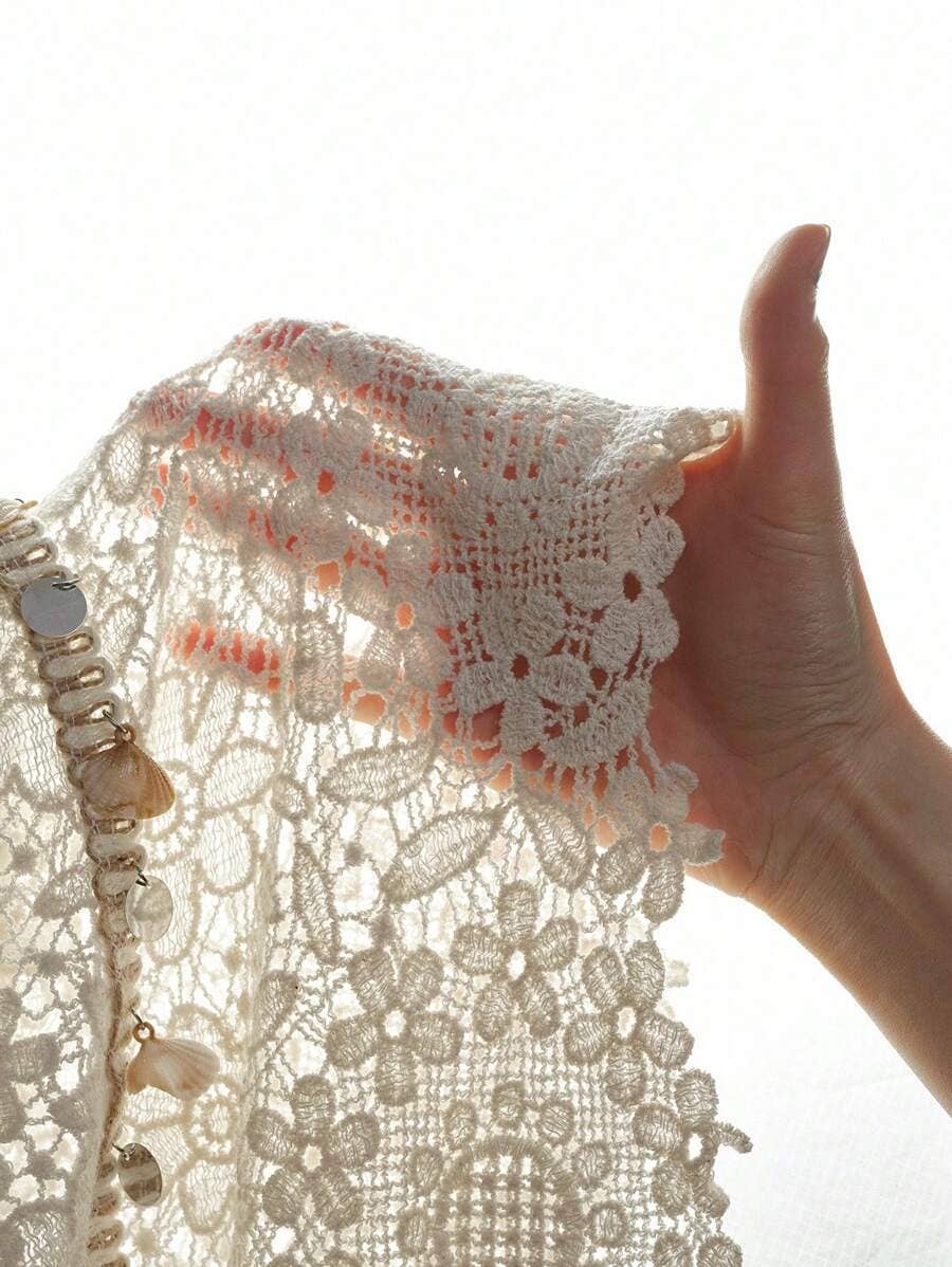 Crochet Lace Shell & Stone Trim Tank | SS26