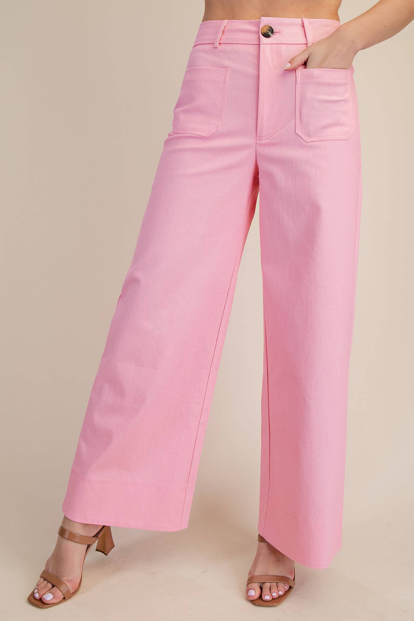 High Rise Front Pocket Wide Leg Jeans