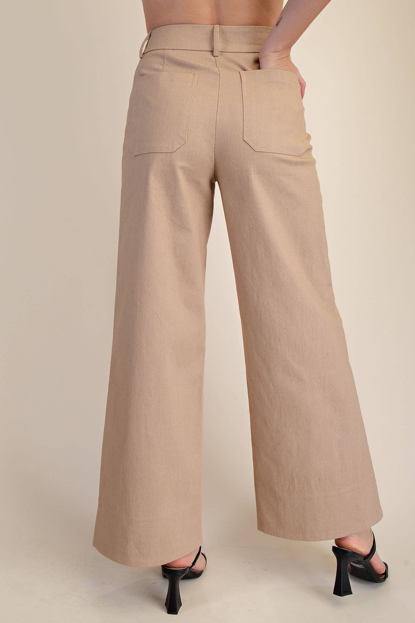 High Rise Front Pocket Wide Leg Jeans