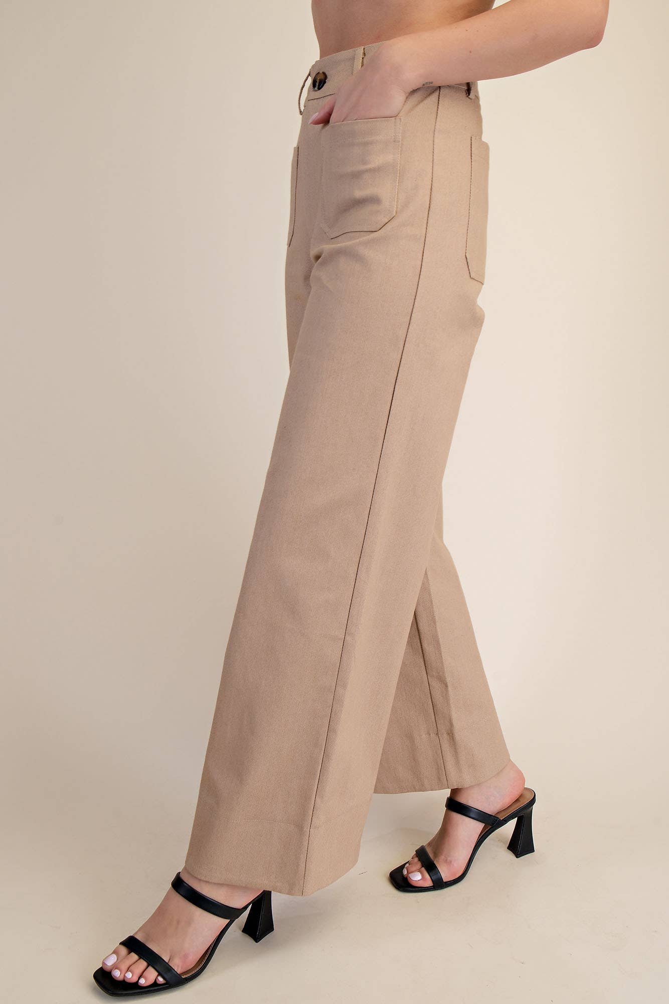 High Rise Front Pocket Wide Leg Jeans