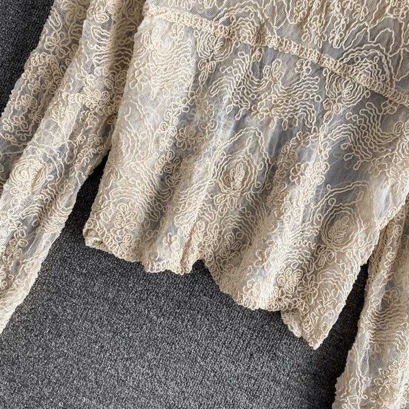 Crochet Lace Long Sleeve Cardigan