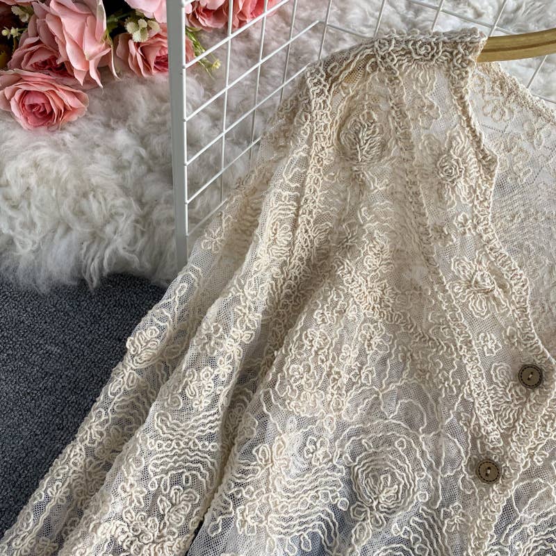 Crochet Lace Long Sleeve Cardigan
