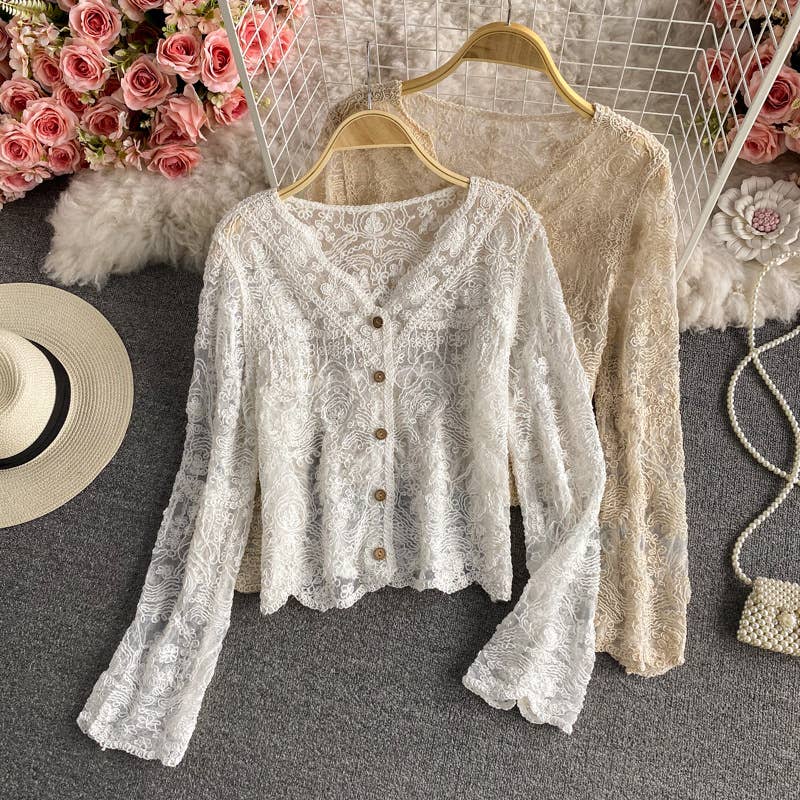 Crochet Lace Long Sleeve Cardigan