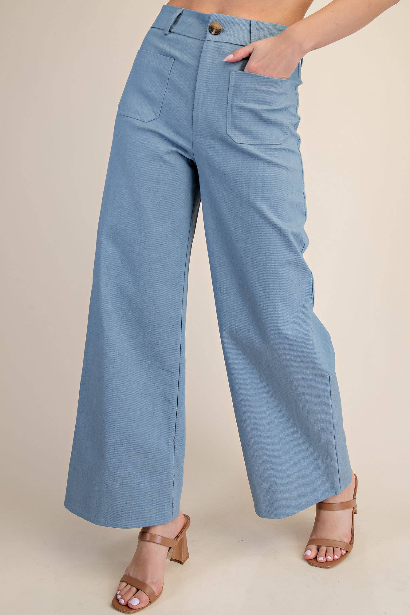 High Rise Front Pocket Wide Leg Jeans