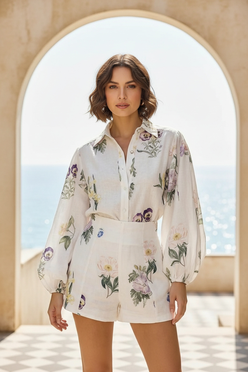 Floral Linen Suit Editorial